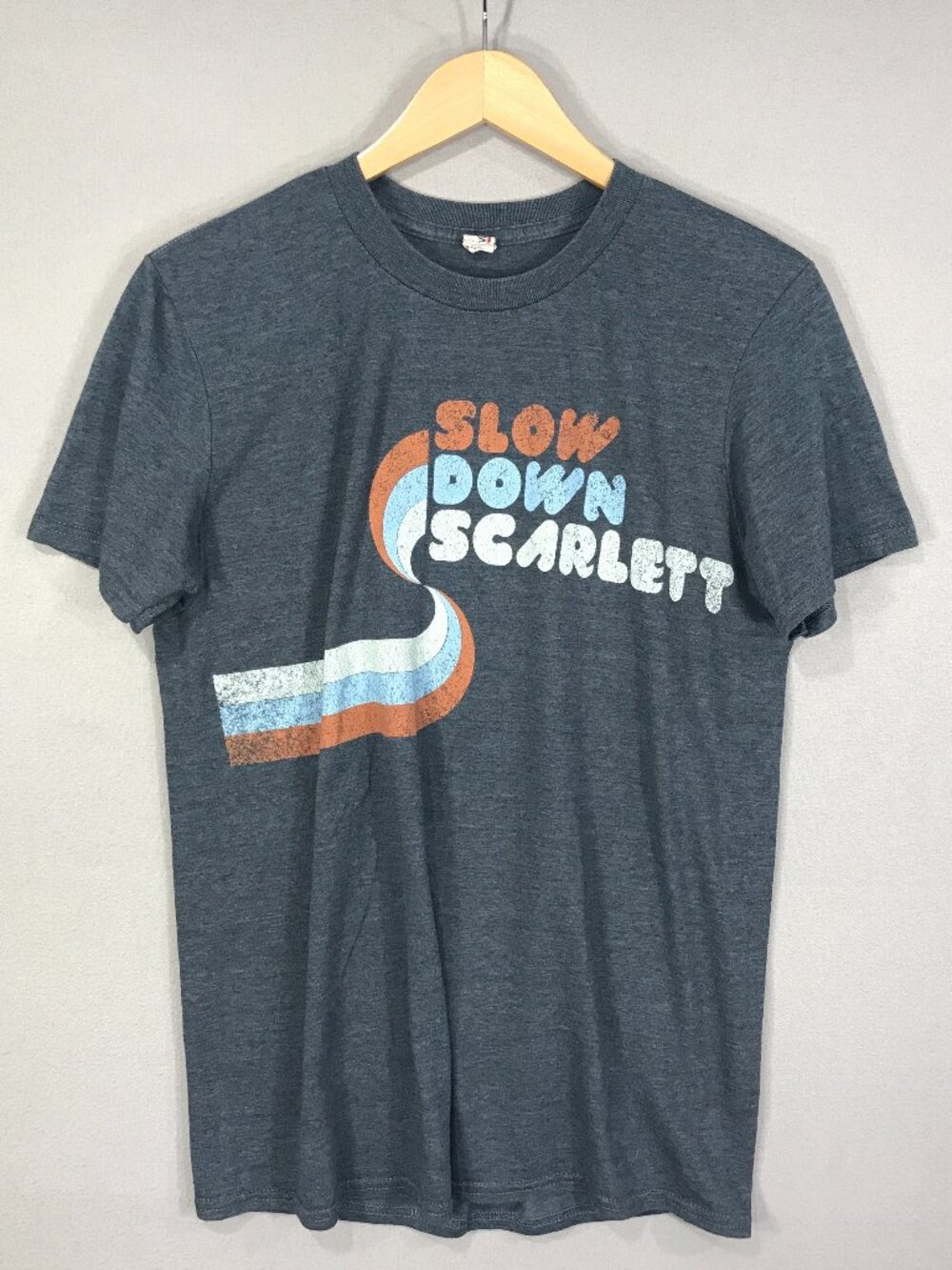 Anvil T Shirt Adult's Medium Gray Graphic Slow Down Scarlett Crew Short Sleeve
